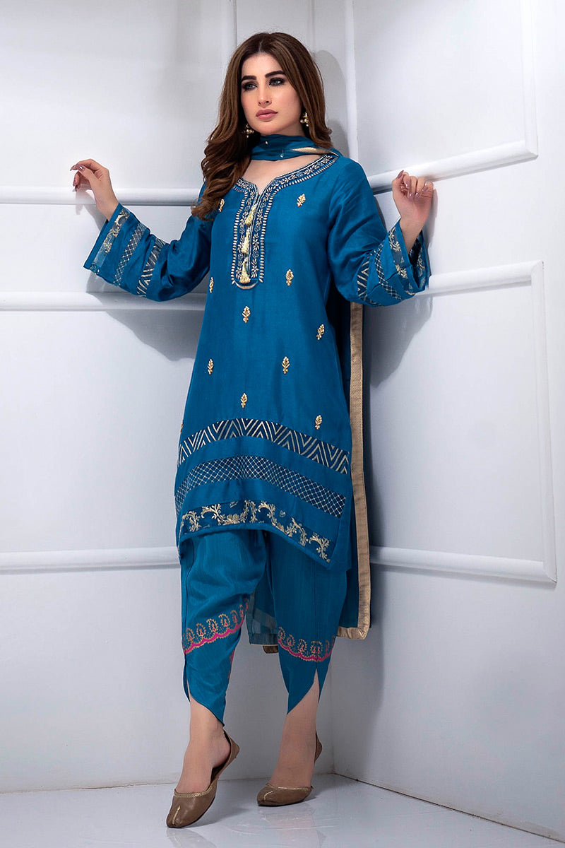 Fatima Khan | Luxury Pret 24 | LAPIS BLUE by Fatima Khan - Designer Dress - Type: Luxury - Available at Libayah - 100% Original