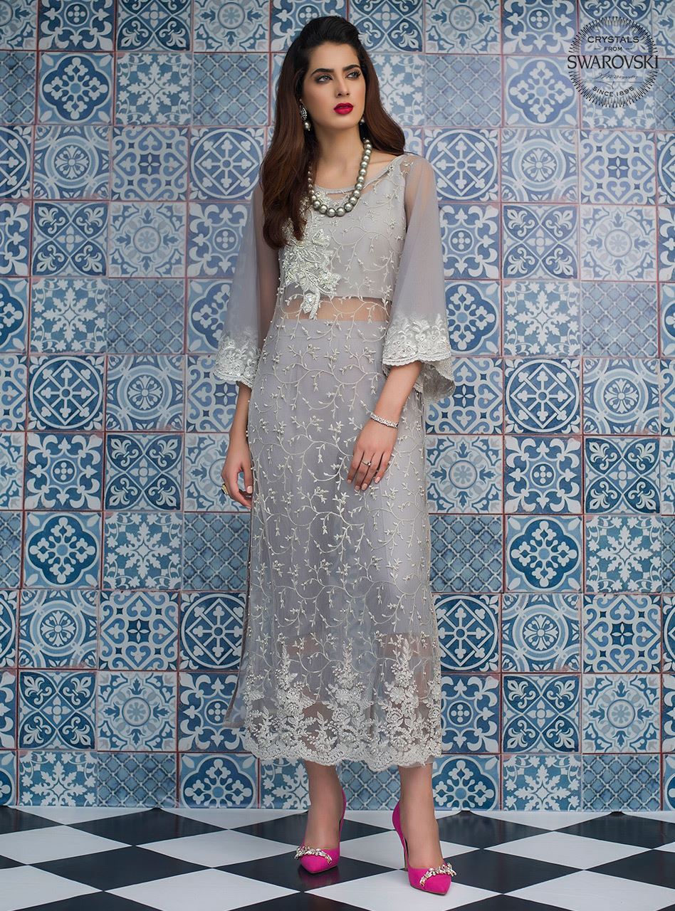 Zainab Chottani | Semi Formals | SILVER ILLUSION by Zainab Chottani - Designer Dress - Type: Ladies Clothes - Available at Libayah - 100% Original