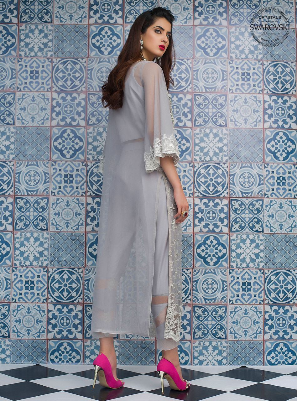 Zainab Chottani | Semi Formals | SILVER ILLUSION by Zainab Chottani - Designer Dress - Type: Ladies Clothes - Available at Libayah - 100% Original