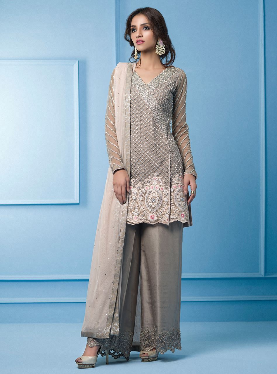 Zainab Chottani | Semi Formals | GREIGE AND PINK by Zainab Chottani - Designer Dress - Type: Ladies Clothes - Available at Libayah - 100% Original