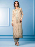 Zainab Chottani | Semi Formals | BEIGE AND TURQUOISE by Zainab Chottani - Designer Dress - Type: Ladies Clothes - Available at Libayah - 100% Original
