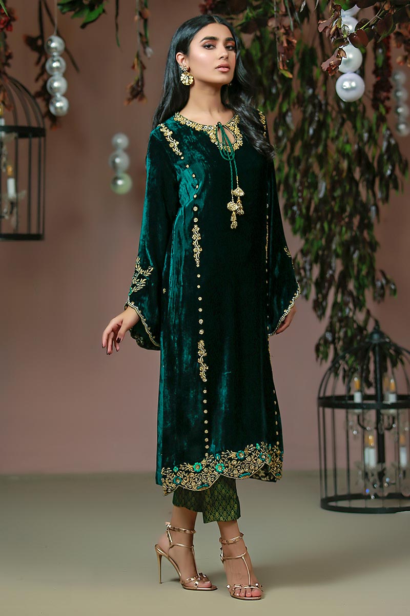 Ansab Jahangir | Bow Velvet Edit | MYTHICAL ROMANCE by Ansab Jahangir - Designer Dress - Type: Ladies Clothes - Available at Libayah - 100% Original