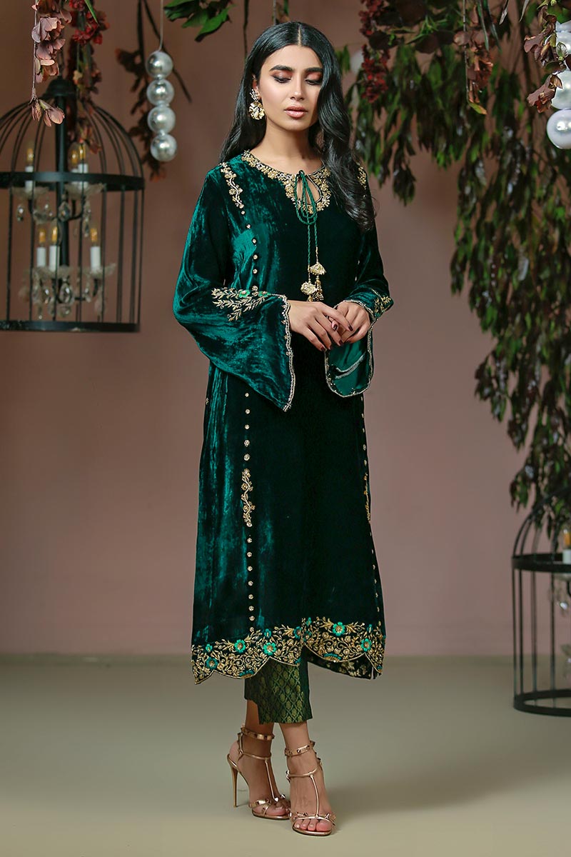 Ansab Jahangir | Bow Velvet Edit | MYTHICAL ROMANCE by Ansab Jahangir - Designer Dress - Type: Ladies Clothes - Available at Libayah - 100% Original