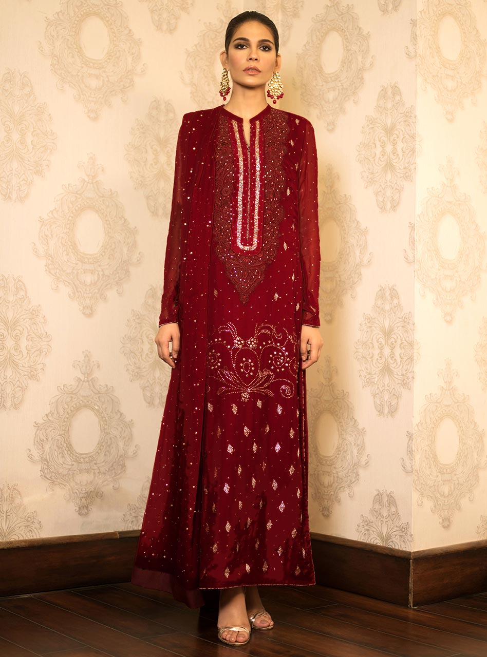 Zainab Chottani | Semi Formals | RED DIAMOND by Zainab Chottani - Designer Dress - Type: Ladies Clothes - Available at Libayah - 100% Original