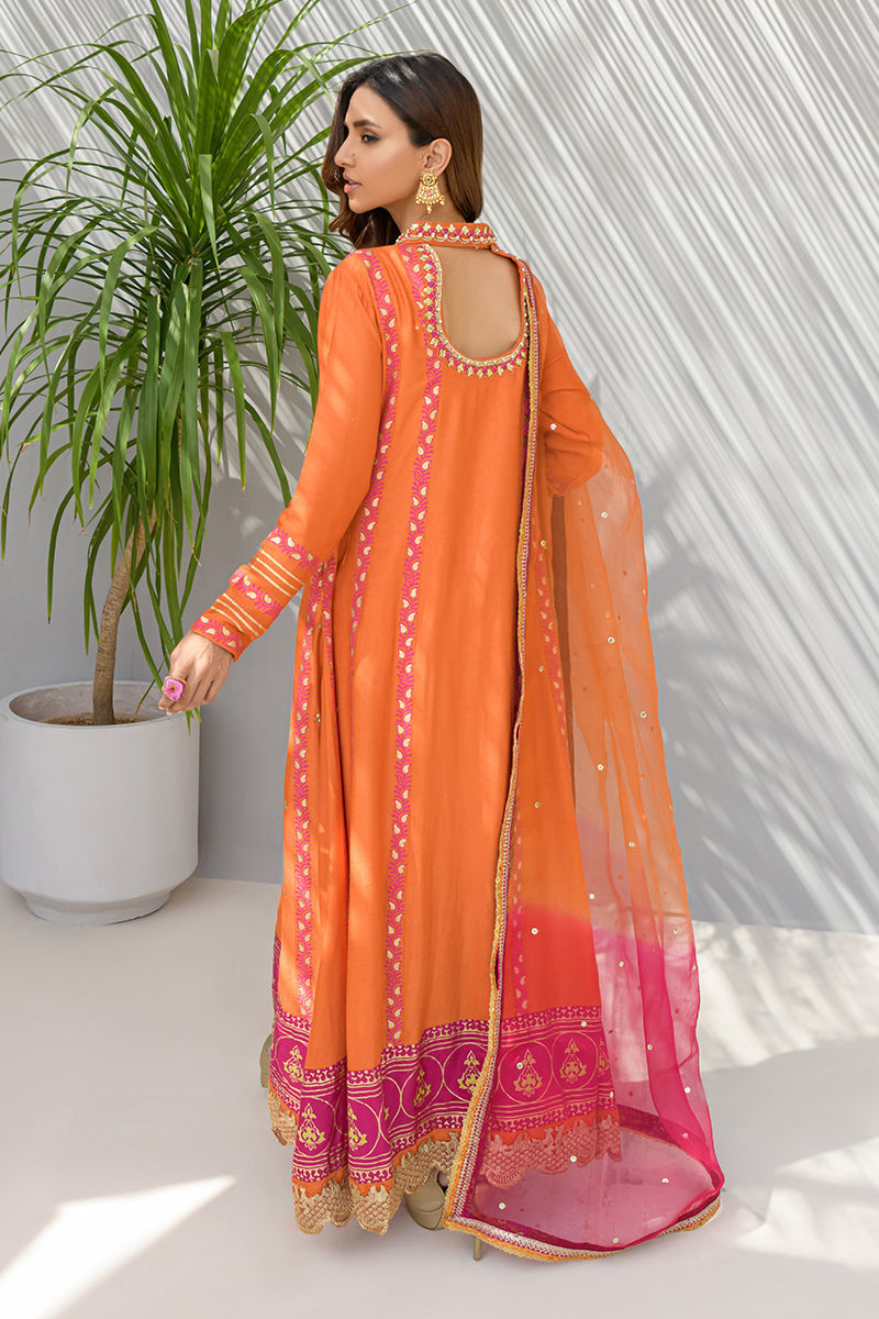Fatima Khan | Best Sellers 24 | GOLD TANGERINE by Fatima Khan - Designer Dress - Type: Luxury - Available at Libayah - 100% Original