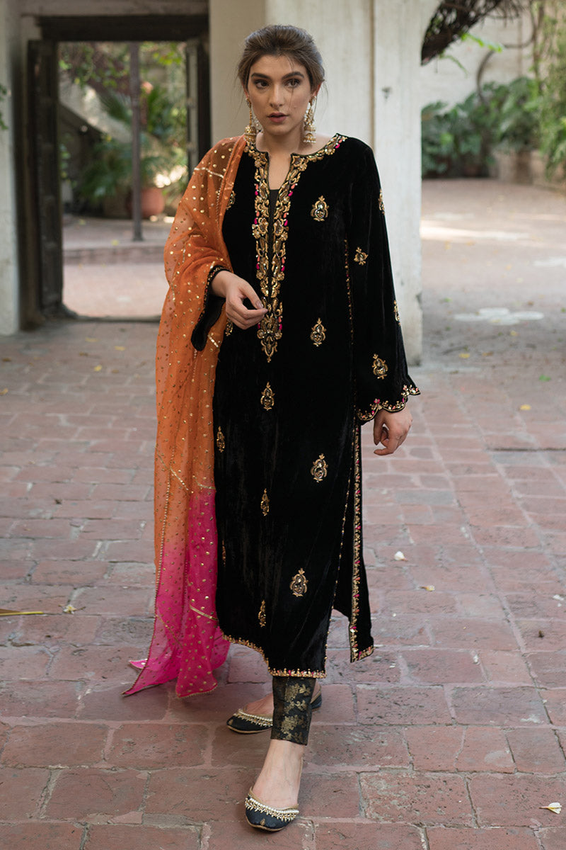 Ansab Jahangir | Bow Velvet Edit | MIDNIGHT FANTASY by Ansab Jahangir - Designer Dress - Type: Ladies Clothes - Available at Libayah - 100% Original