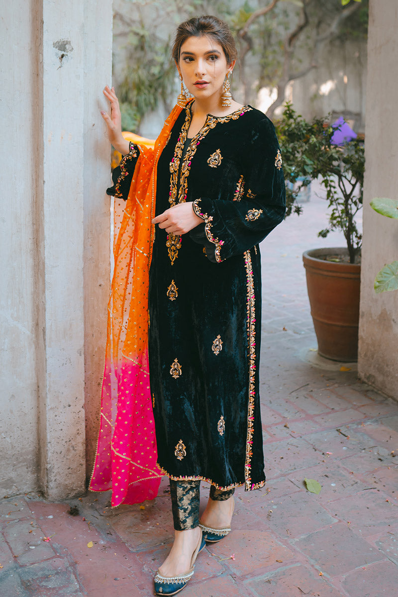 Ansab Jahangir | Bow Velvet Edit | MIDNIGHT FANTASY by Ansab Jahangir - Designer Dress - Type: Ladies Clothes - Available at Libayah - 100% Original