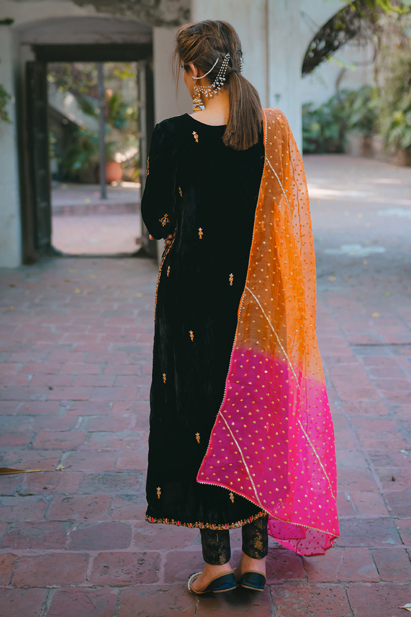 Ansab Jahangir | Bow Velvet Edit | MIDNIGHT FANTASY by Ansab Jahangir - Designer Dress - Type: Ladies Clothes - Available at Libayah - 100% Original
