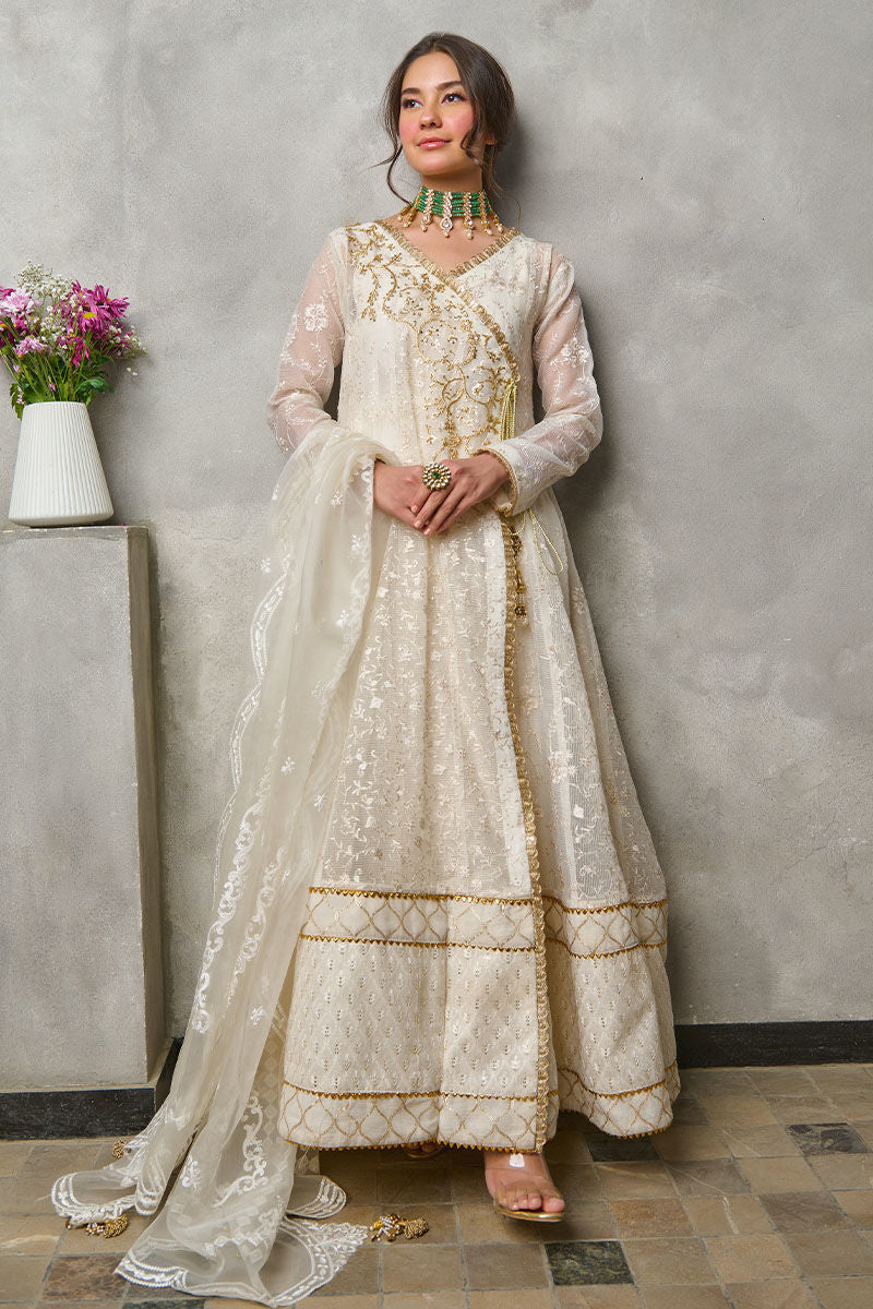 Fatima Khan | Best Sellers 24 | CANDLE WHITE ANGARAKHA by Fatima Khan - Designer Dress - Type: Luxury - Available at Libayah - 100% Original
