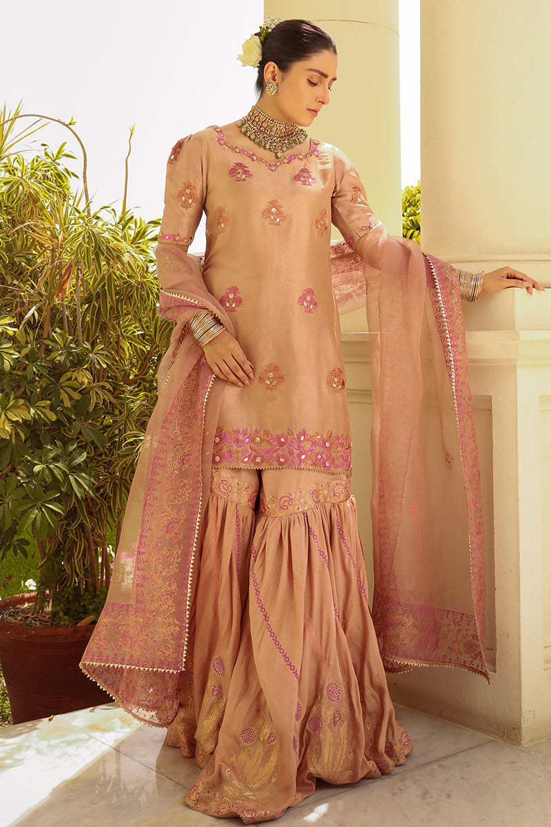Ansab Jahangir | Luxury Silk Pret | TAUPE by Ansab Jahangir - Designer Dress - Type: Ladies Clothes - Available at Libayah - 100% Original