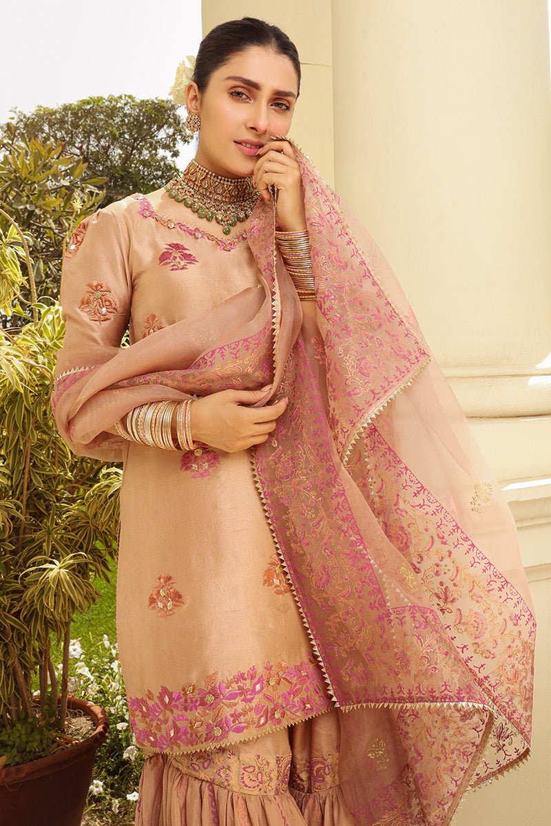 Ansab Jahangir | Luxury Silk Pret | TAUPE by Ansab Jahangir - Designer Dress - Type: Ladies Clothes - Available at Libayah - 100% Original