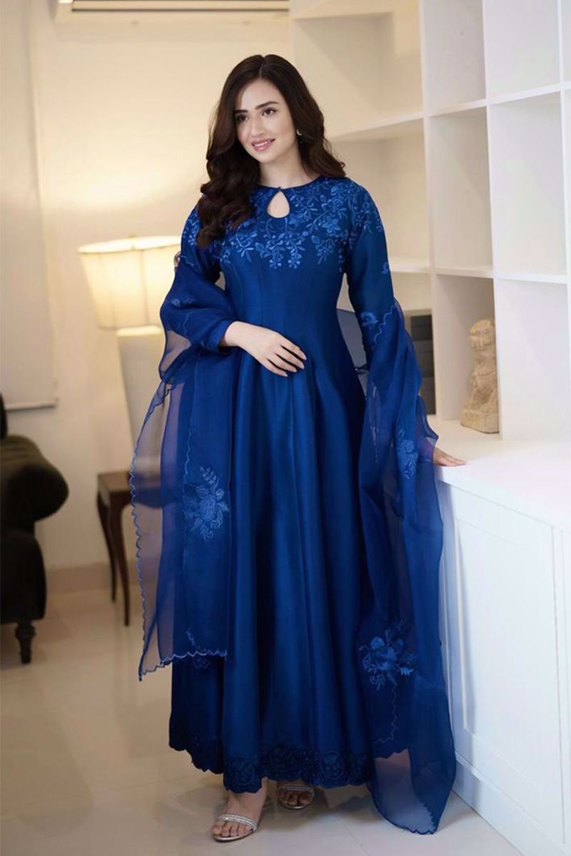 Ansab Jahangir | Luxury Silk Pret | BLUE SHADOW by Ansab Jahangir - Designer Dress - Type: Ladies Clothes - Available at Libayah - 100% Original