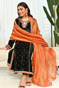 Ansab Jahangir | Bow Velvet Edit | BLACK MIST by Ansab Jahangir - Designer Dress - Type: Ladies Clothes - Available at Libayah - 100% Original
