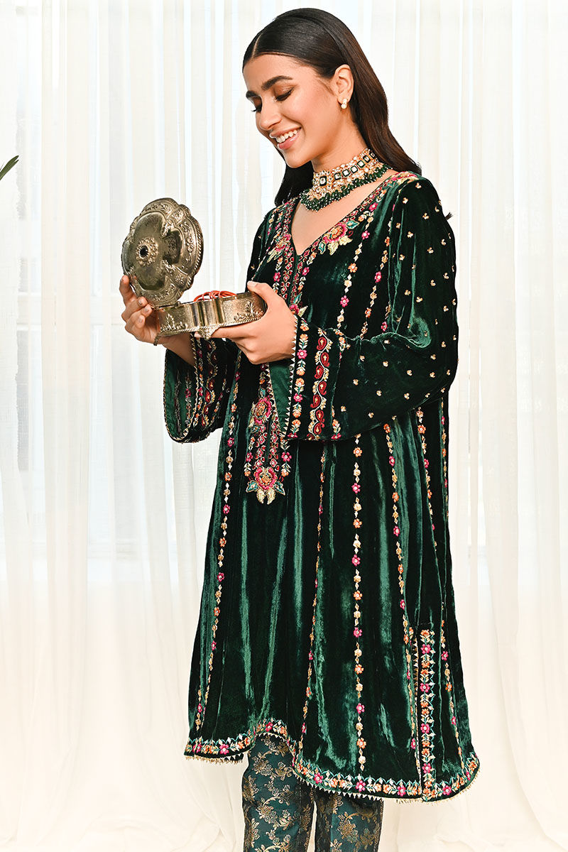 Ansab Jahangir | Bow Velvet Edit | LYLAH by Ansab Jahangir - Designer Dress - Type: Ladies Clothes - Available at Libayah - 100% Original