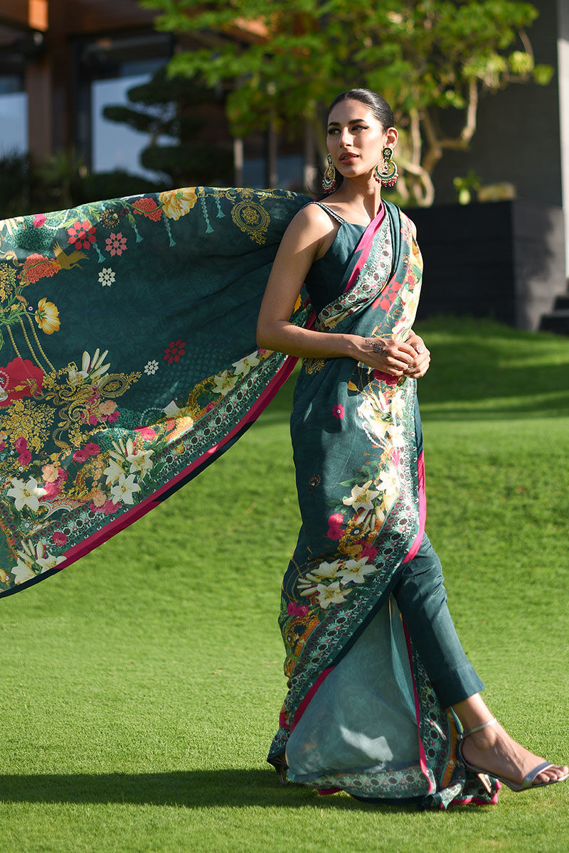 Ansab Jahangir | Luxury Silk Pret | DEEP TEAL by Ansab Jahangir - Designer Dress - Type: Ladies Clothes - Available at Libayah - 100% Original