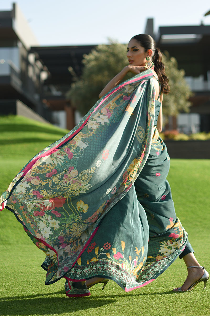 Ansab Jahangir | Luxury Silk Pret | DEEP TEAL by Ansab Jahangir - Designer Dress - Type: Ladies Clothes - Available at Libayah - 100% Original