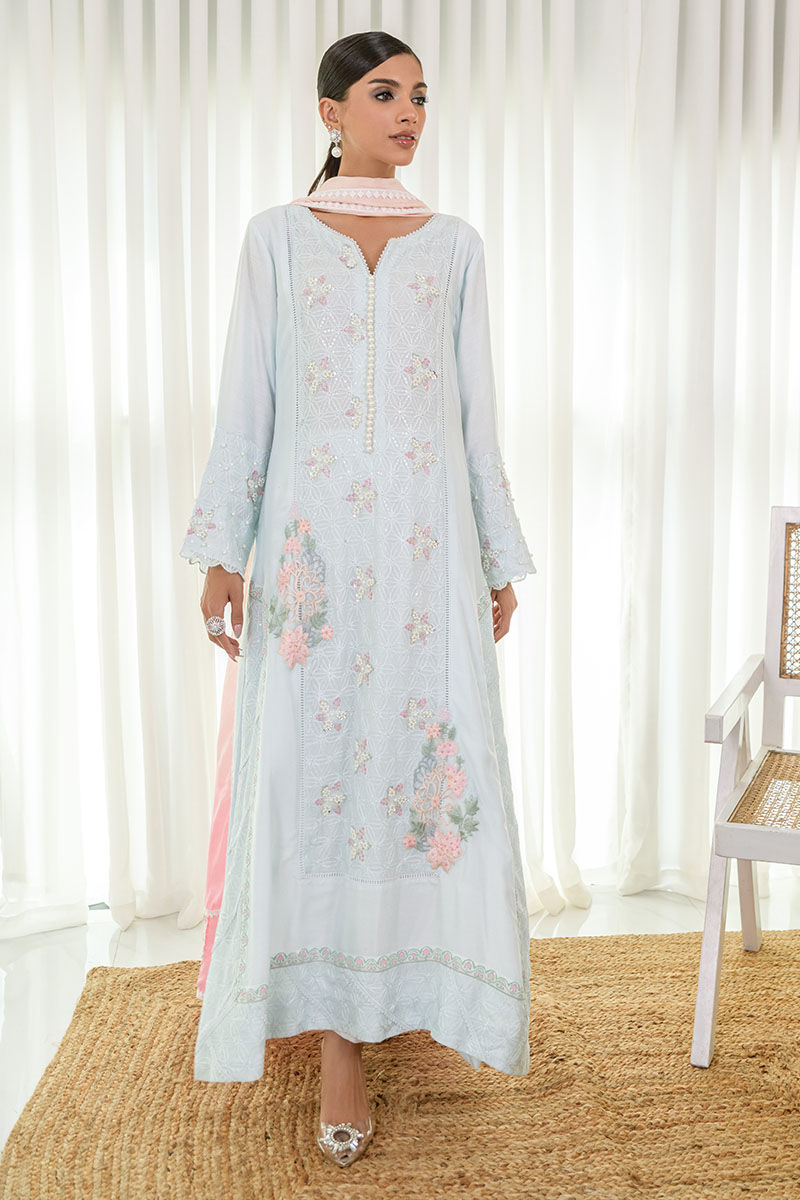 Fatima Khan | Luxury Pret 24 | BLUSH BLUE by Fatima Khan - Designer Dress - Type: Luxury - Available at Libayah - 100% Original
