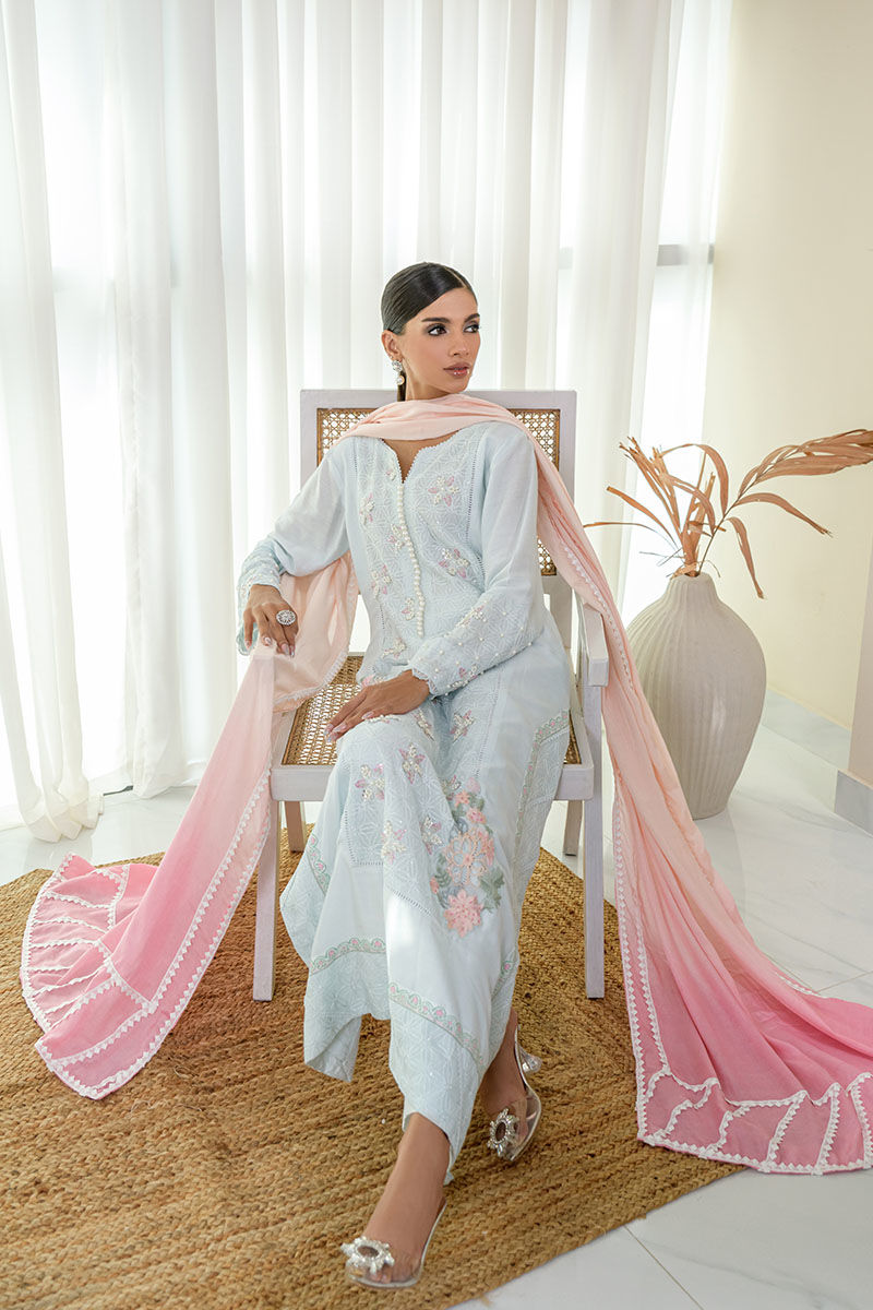 Fatima Khan | Luxury Pret 24 | BLUSH BLUE by Fatima Khan - Designer Dress - Type: Luxury - Available at Libayah - 100% Original