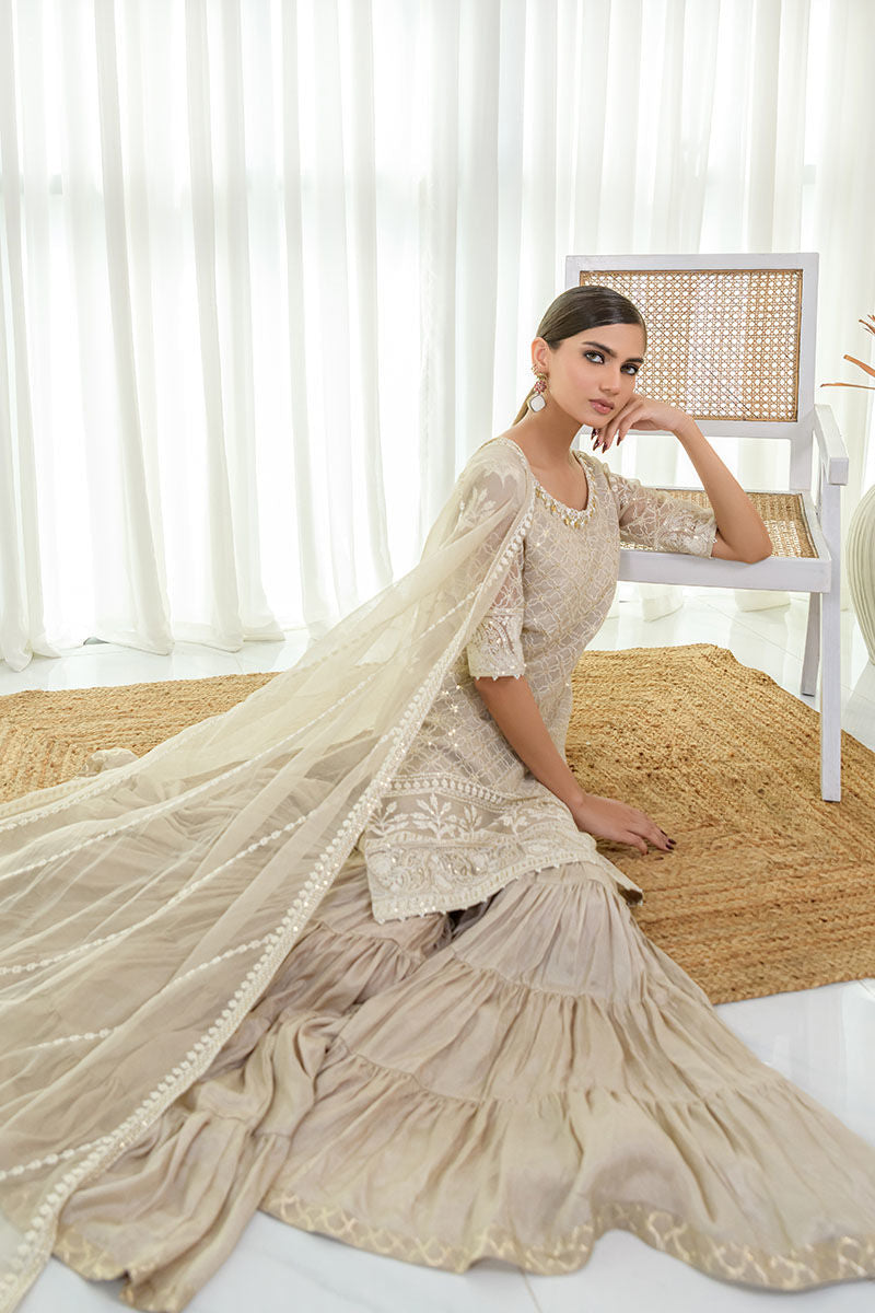 Fatima Khan | Luxury Pret 24 | GRACEFUL BEIGE by Fatima Khan - Designer Dress - Type: Luxury - Available at Libayah - 100% Original