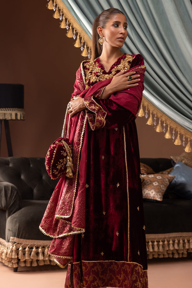 Ansab Jahangir | Bow Velvet Edit | SCARLETT by Ansab Jahangir - Designer Dress - Type: Ladies Clothes - Available at Libayah - 100% Original