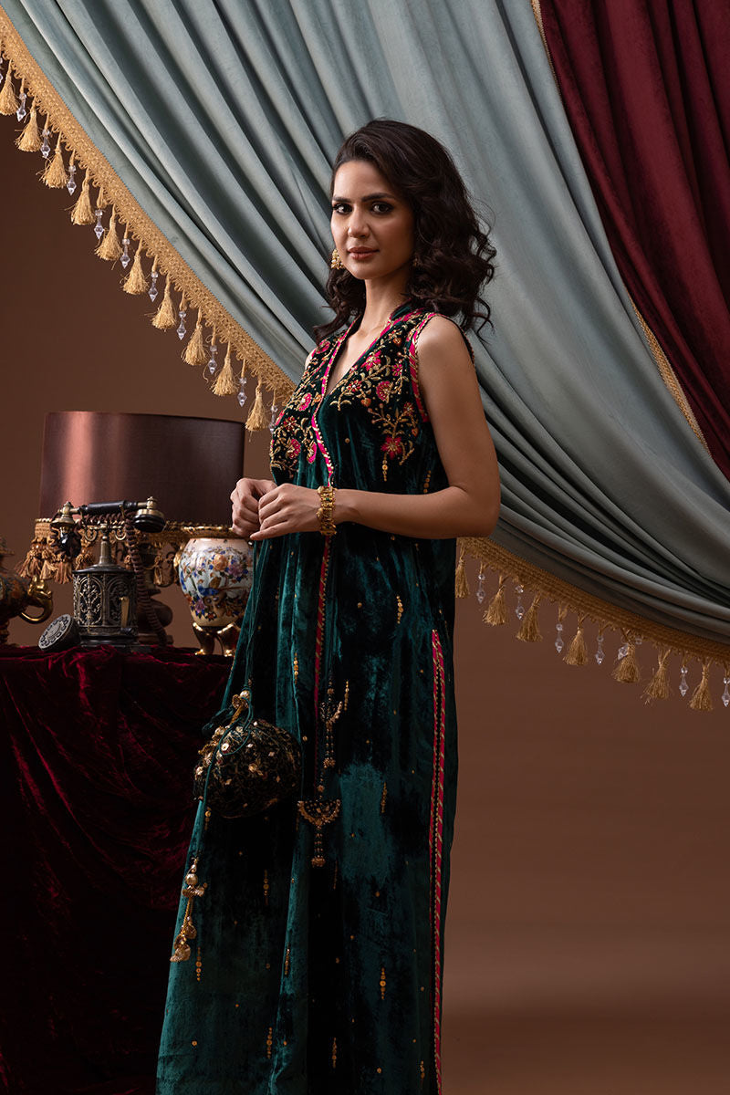 Ansab Jahangir | Bow Velvet Edit | FREYA by Ansab Jahangir - Designer Dress - Type: Ladies Clothes - Available at Libayah - 100% Original