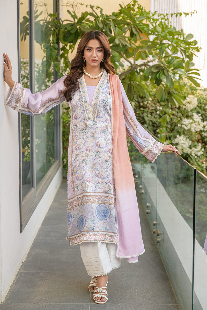 Fatima Khan | Eid Digital Silk Prints | Aqua Coral by Fatima Khan - Designer Dress - Type: Ladies Clothes - Available at Libayah - 100% Original
