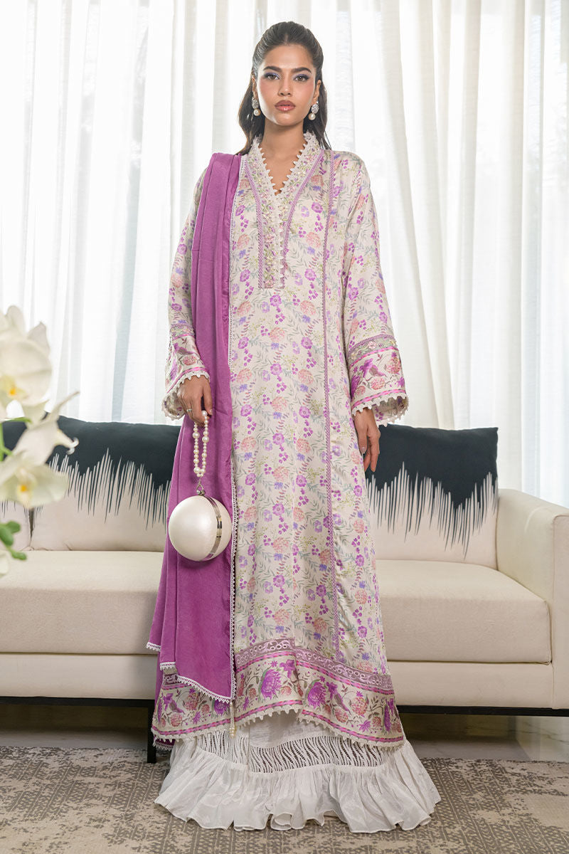 Fatima Khan | Eid Digital Silk Prints | Lavender Ivory by Fatima Khan - Designer Dress - Type: Ladies Clothes - Available at Libayah - 100% Original