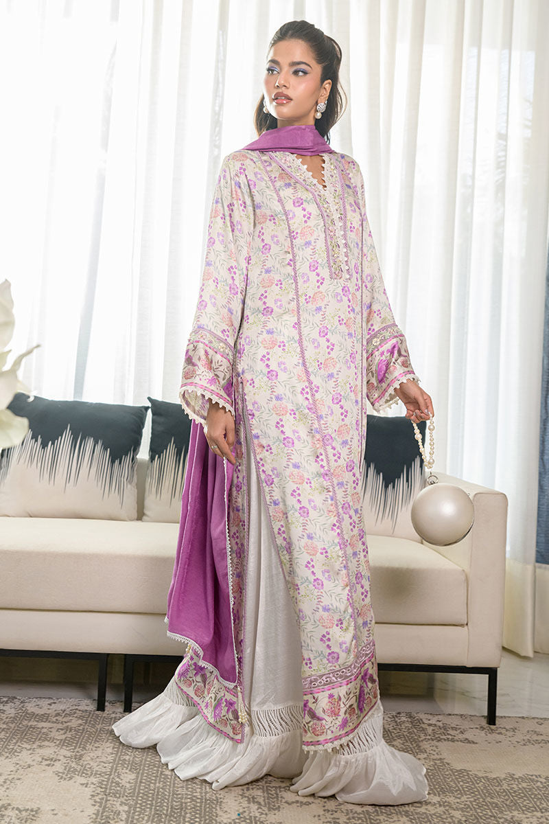 Fatima Khan | Eid Digital Silk Prints | Lavender Ivory by Fatima Khan - Designer Dress - Type: Ladies Clothes - Available at Libayah - 100% Original
