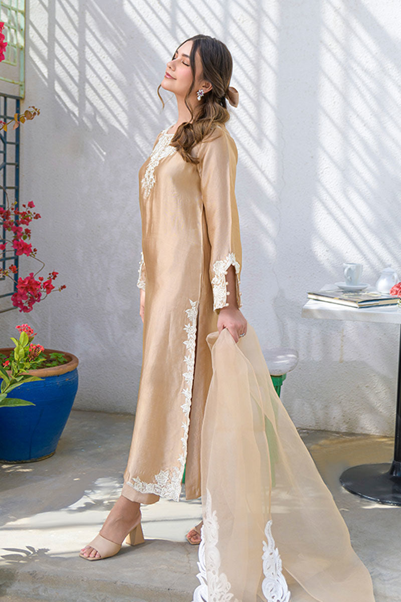 Fatima Khan | La Fleur Eid Edit | Beigetastic by Fatima Khan - Designer Dress - Type: Ladies Clothes - Available at Libayah - 100% Original