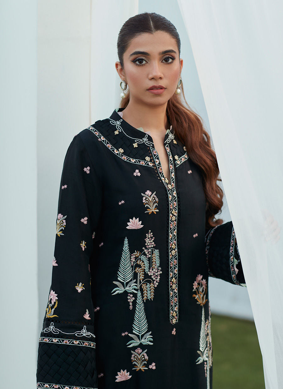 Farah Talib Aziz | Designer Picks 24 | PETRA BLACK EMBROIDERED SHIRT AND DUPATTA by Farah Talib Aziz - Designer Dress - Type: Ladies Clothes - Available at Libayah - 100% Original