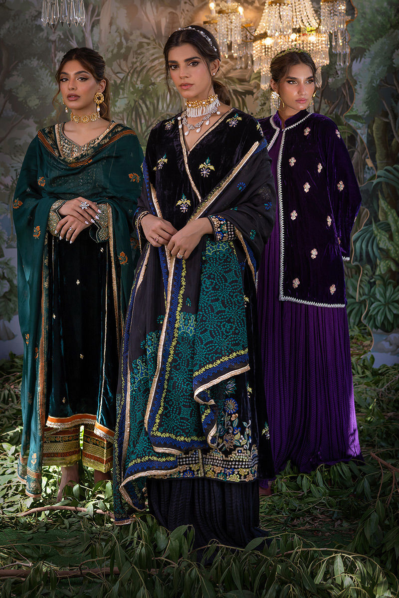 Ansab Jahangir | Bow Velvet Edit | IRISA by Ansab Jahangir - Designer Dress - Type: Ladies Clothes - Available at Libayah - 100% Original