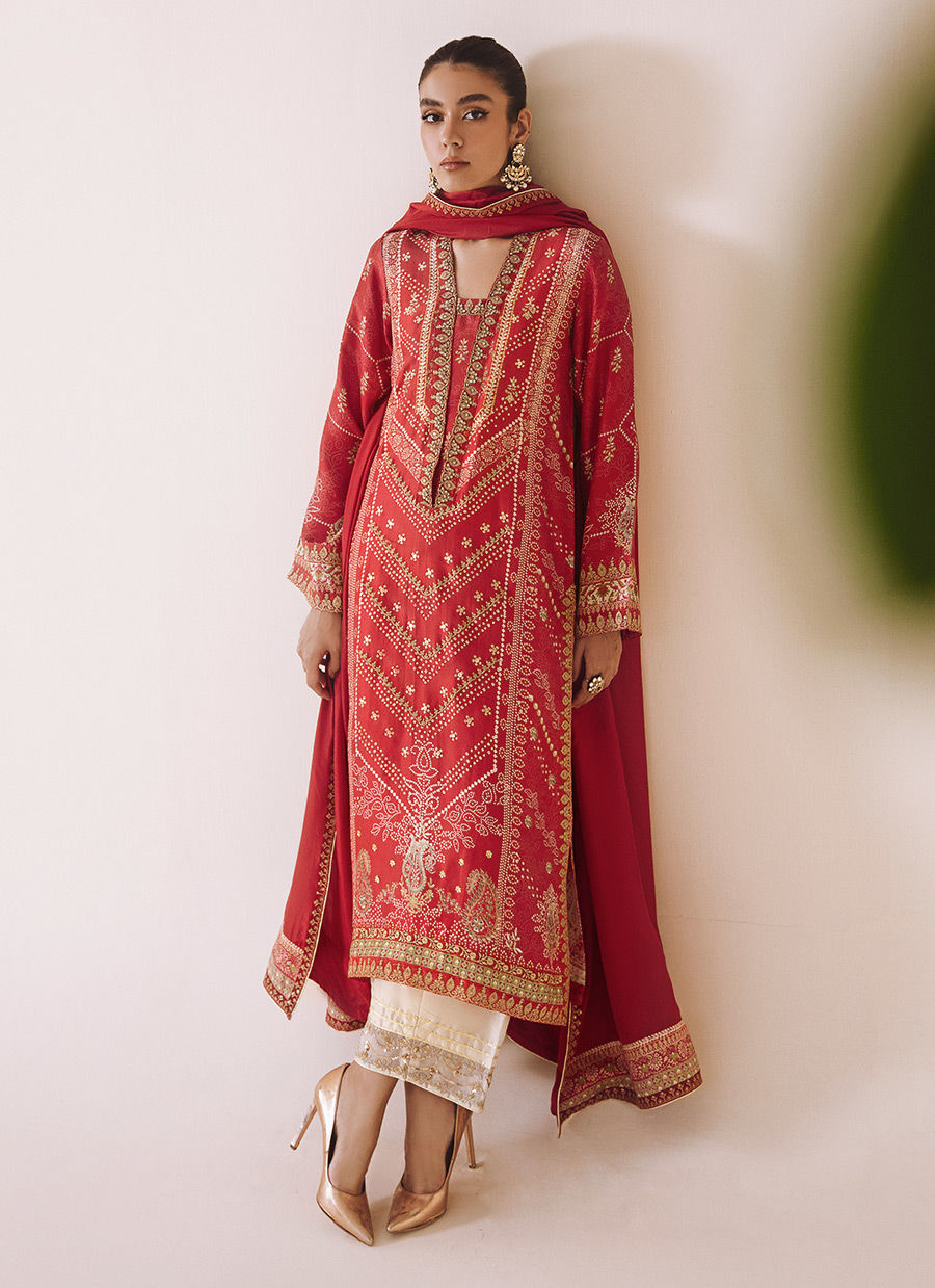 Farah Talib Aziz | Designer Picks 24 | ANEETA CRIMSON SHIRT AND DUPATTA by Farah Talib Aziz - Designer Dress - Type: Ladies Clothes - Available at Libayah - 100% Original