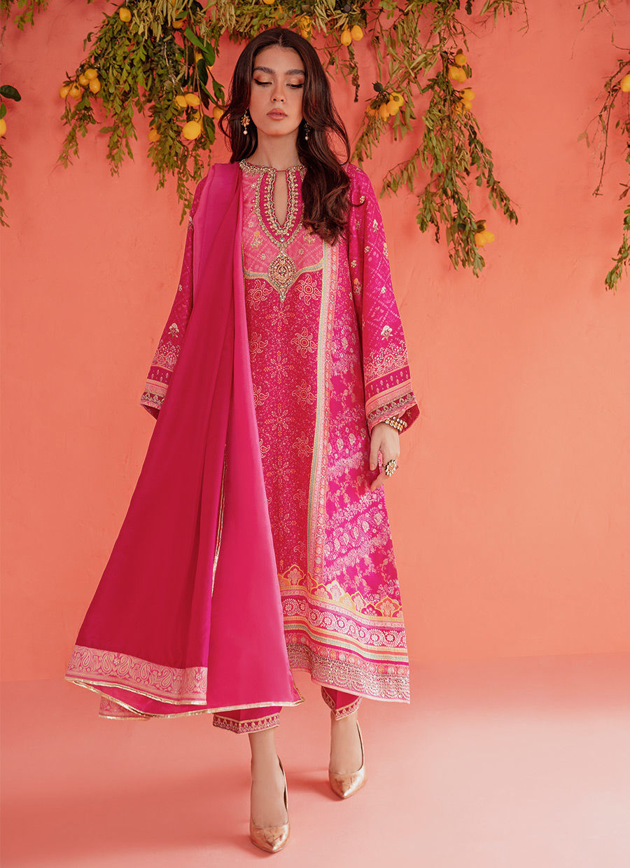 Farah Talib Aziz | Designer Picks 24 | ASHA MAGENTA SHIRT AND DUPATTA by Farah Talib Aziz - Designer Dress - Type: Ladies Clothes - Available at Libayah - 100% Original
