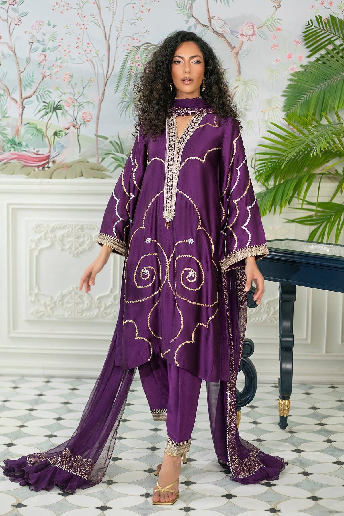Annus Abrar | Sehr Eid Luxe | Izali Aubergine by Annus Abrar - Designer Dress - Type: Ladies Clothes - Available at Libayah - 100% Original