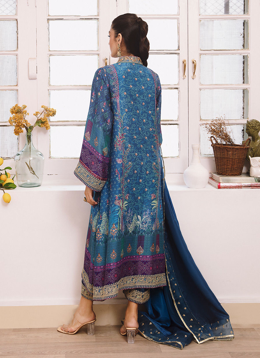 Farah Talib Aziz | Designer Picks 24 | ZOHRA LAPIS SHIRT AND DUPATTA by Farah Talib Aziz - Designer Dress - Type: Ladies Clothes - Available at Libayah - 100% Original