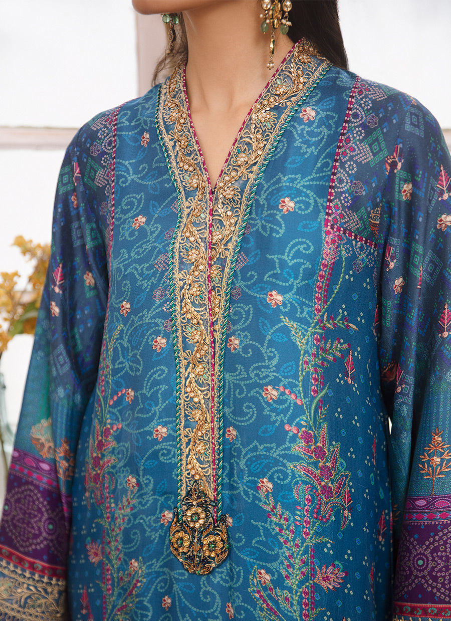 Farah Talib Aziz | Designer Picks 24 | ZOHRA LAPIS SHIRT AND DUPATTA by Farah Talib Aziz - Designer Dress - Type: Ladies Clothes - Available at Libayah - 100% Original