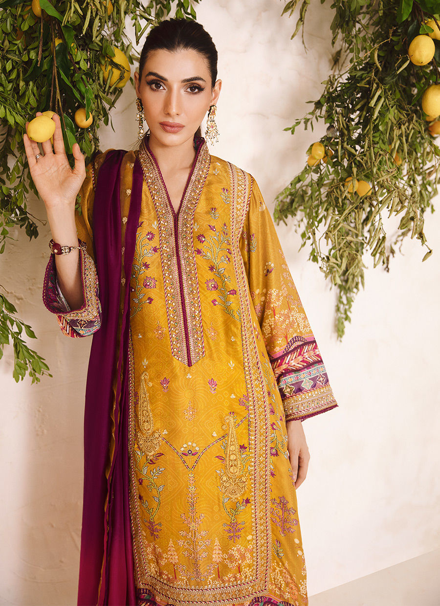 Farah Talib Aziz | Designer Picks 24 | ZARF OCHRE SHIRT AND DUPATTA by Farah Talib Aziz - Designer Dress - Type: Ladies Clothes - Available at Libayah - 100% Original