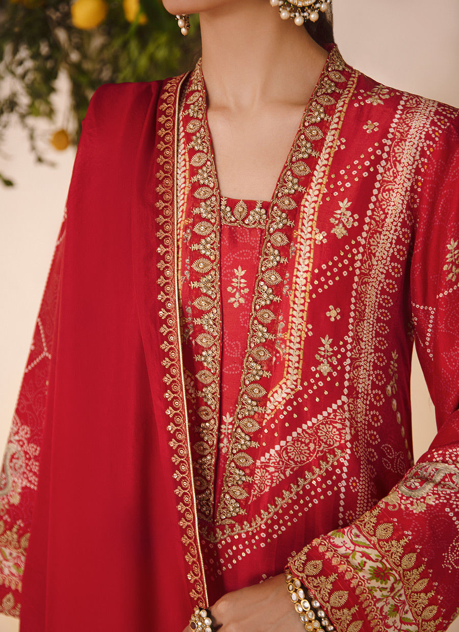 Farah Talib Aziz | Designer Picks 24 | ANEETA CRIMSON SHIRT AND DUPATTA by Farah Talib Aziz - Designer Dress - Type: Ladies Clothes - Available at Libayah - 100% Original