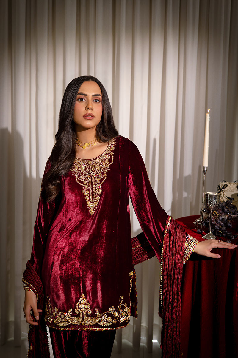 Ansab Jahangir | Bow Velvet Edit | CARLA by Ansab Jahangir - Designer Dress - Type: Ladies Clothes - Available at Libayah - 100% Original