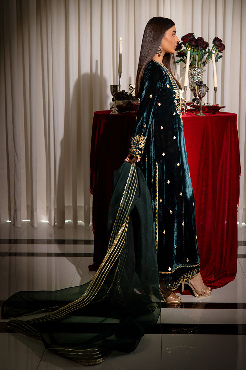 Ansab Jahangir | Bow Velvet Edit | BLAIR by Ansab Jahangir - Designer Dress - Type: Ladies Clothes - Available at Libayah - 100% Original