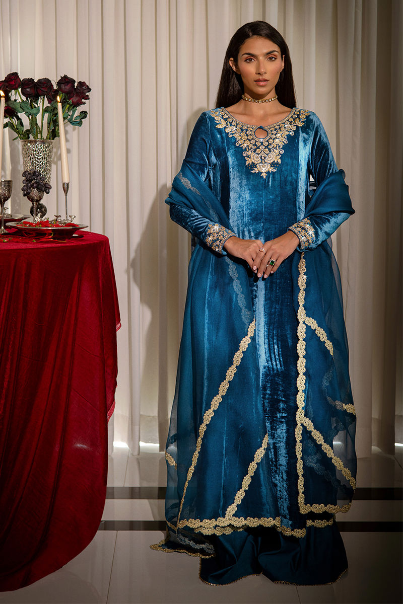 Ansab Jahangir | Bow Velvet Edit | CHARLOTTE by Ansab Jahangir - Designer Dress - Type: Ladies Clothes - Available at Libayah - 100% Original