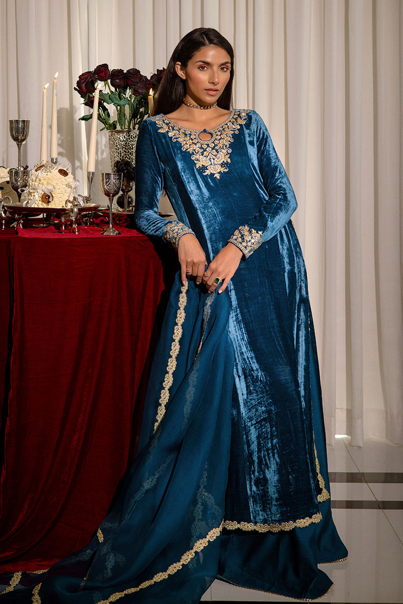 Ansab Jahangir | Bow Velvet Edit | CHARLOTTE by Ansab Jahangir - Designer Dress - Type: Ladies Clothes - Available at Libayah - 100% Original