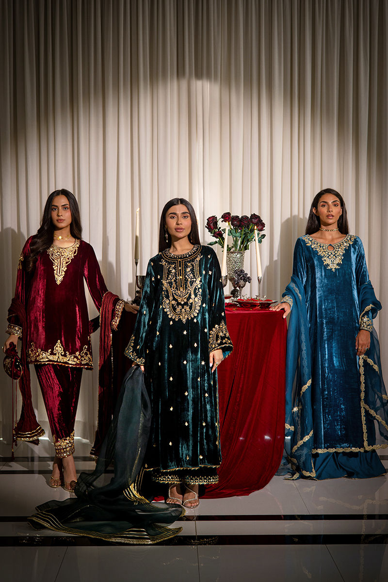 Ansab Jahangir | Bow Velvet Edit | CHARLOTTE by Ansab Jahangir - Designer Dress - Type: Ladies Clothes - Available at Libayah - 100% Original