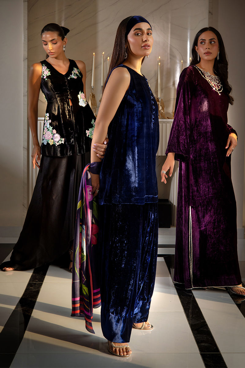 Ansab Jahangir | Bow Velvet Edit | WINSLET by Ansab Jahangir - Designer Dress - Type: Ladies Clothes - Available at Libayah - 100% Original