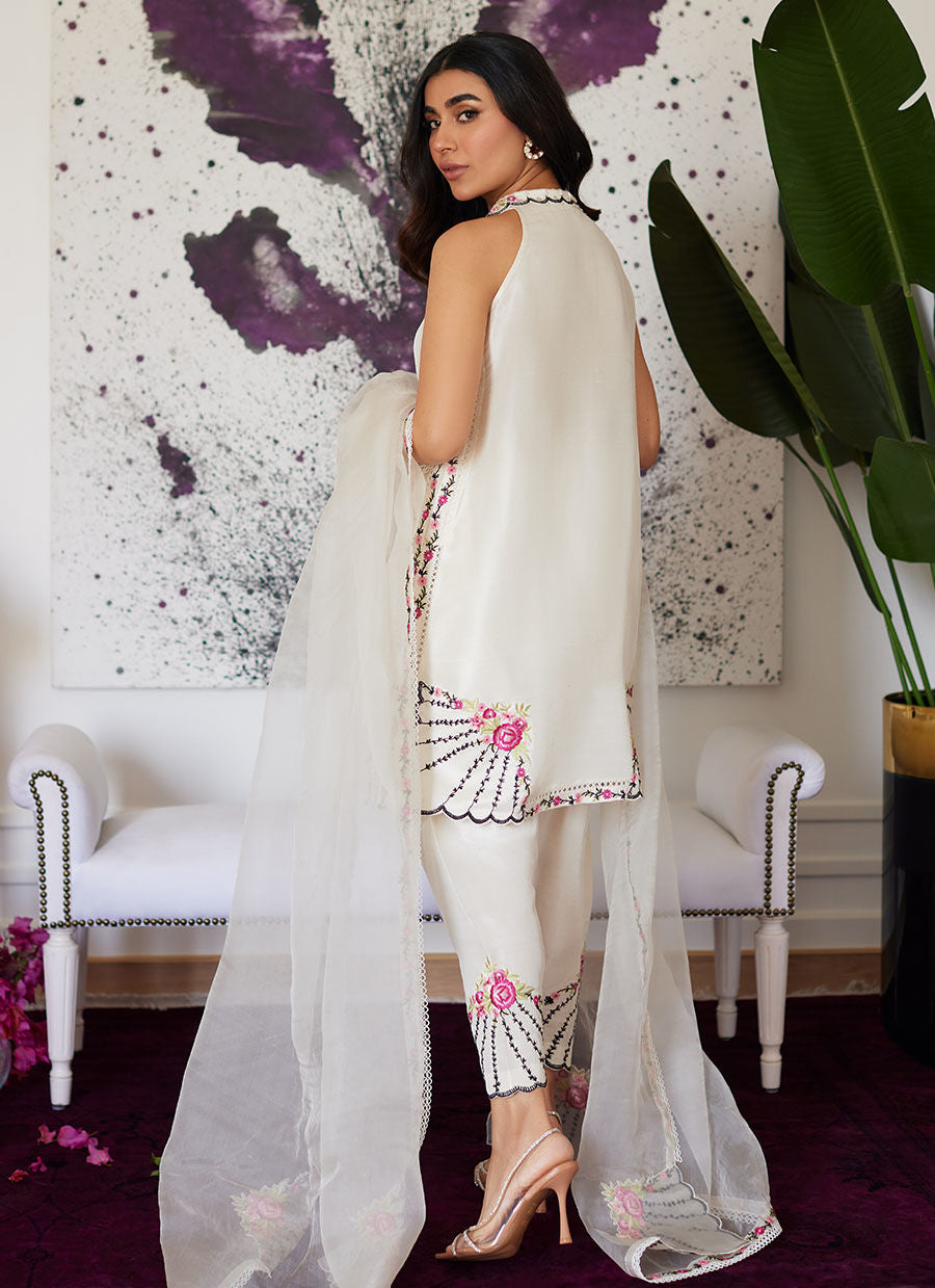 Farah Talib Aziz | Luna Eid Collection 24 | GENEVIVE PEARL WHITE by Farah Talib Aziz - Designer Dress - Type: Ladies Clothes - Available at Libayah - 100% Original