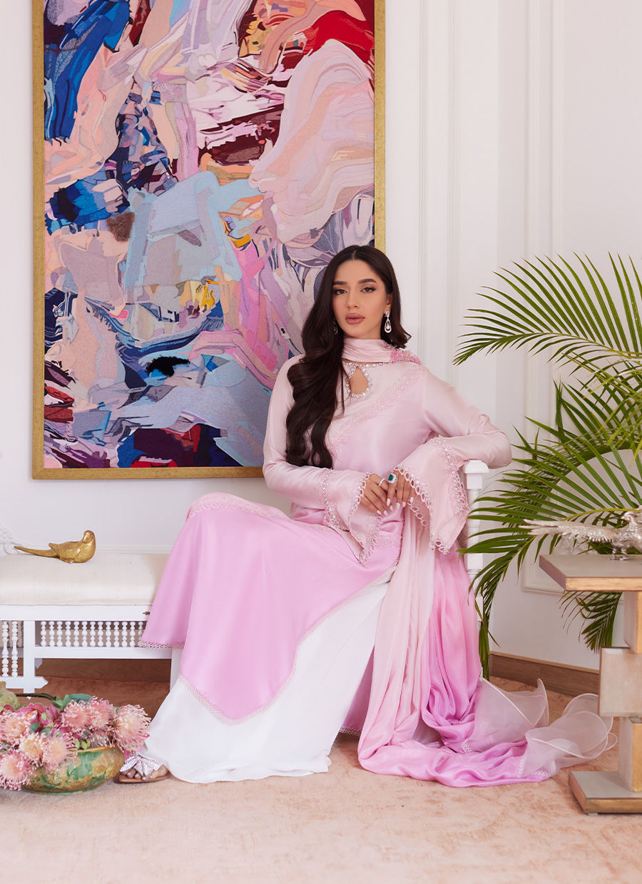 Farah Talib Aziz | Luna Eid Collection 24 | RELLIA BABY PINK by Farah Talib Aziz - Designer Dress - Type: Ladies Clothes - Available at Libayah - 100% Original