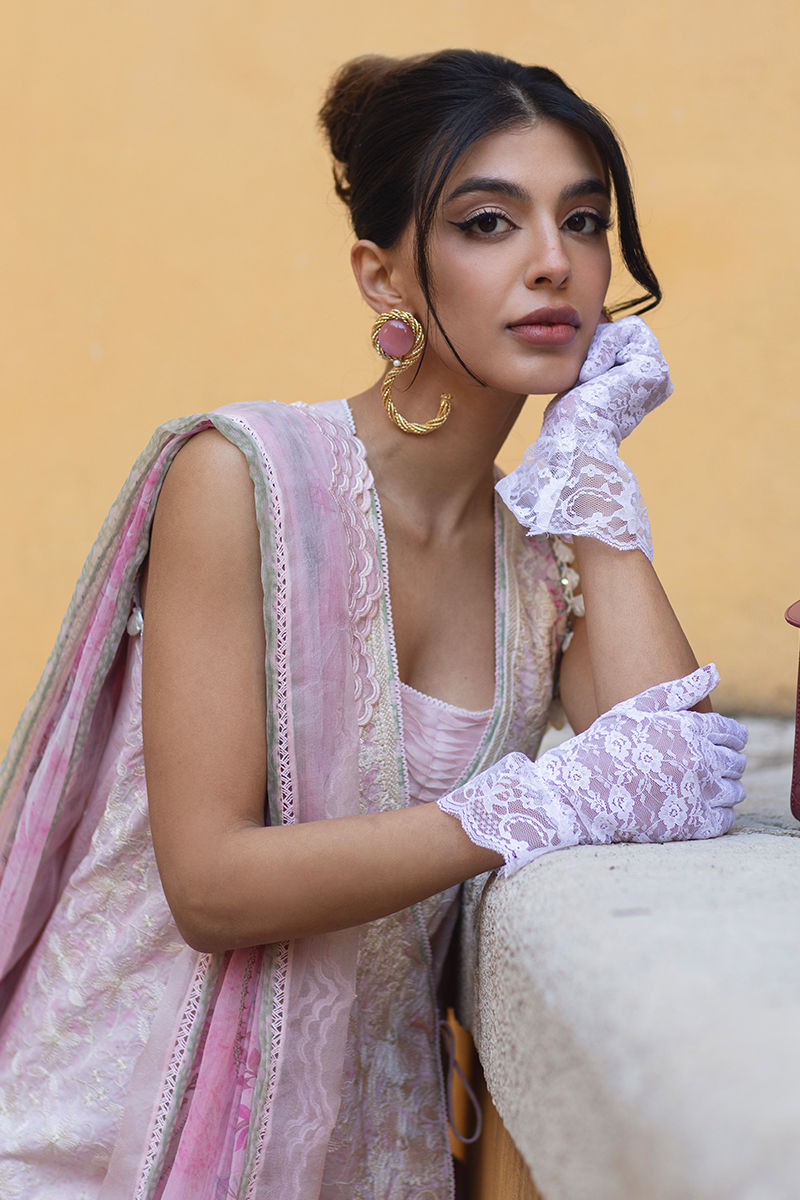 Ansab Jahangir | Zoha Luxury Lawn 25 | Pearl Pink by Ansab Jahangir - Designer Dress - Type: Ladies Clothes - Available at Libayah - 100% Original