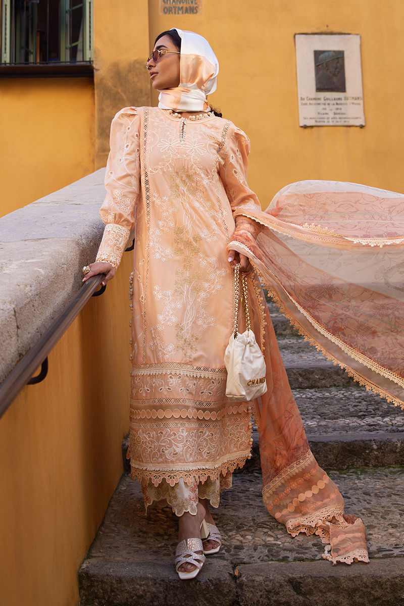Ansab Jahangir | Zoha Luxury Lawn 25 | Alluring Apricot by Ansab Jahangir - Designer Dress - Type: Ladies Clothes - Available at Libayah - 100% Original