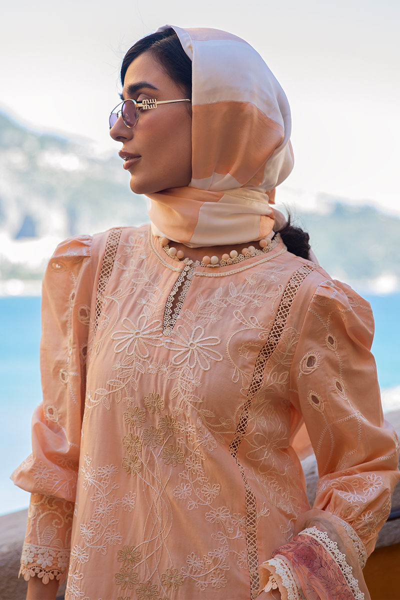 Ansab Jahangir | Zoha Luxury Lawn 25 | Alluring Apricot by Ansab Jahangir - Designer Dress - Type: Ladies Clothes - Available at Libayah - 100% Original