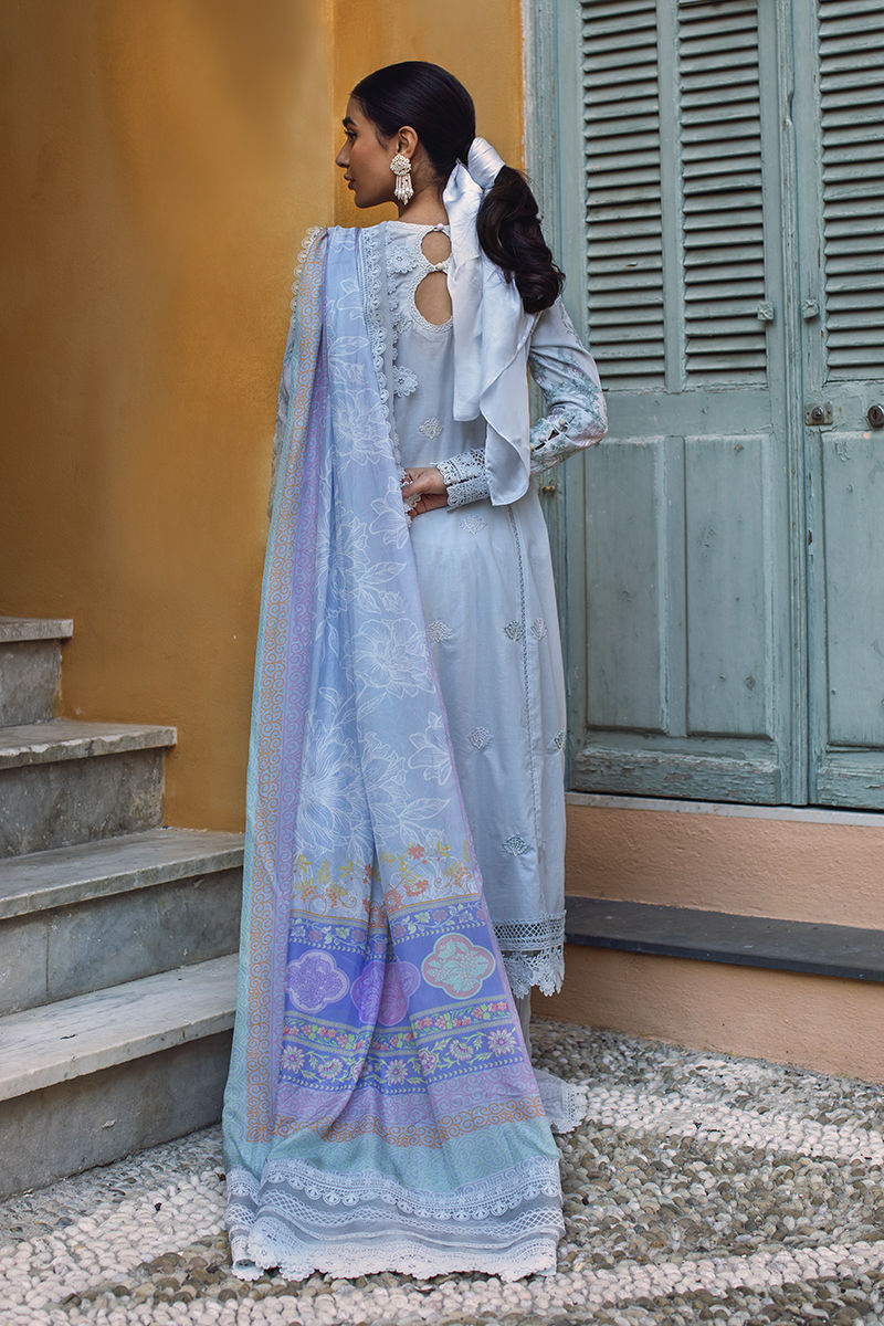 Ansab Jahangir | Zoha Luxury Lawn 25 | Petal Blue by Ansab Jahangir - Designer Dress - Type: Ladies Clothes - Available at Libayah - 100% Original